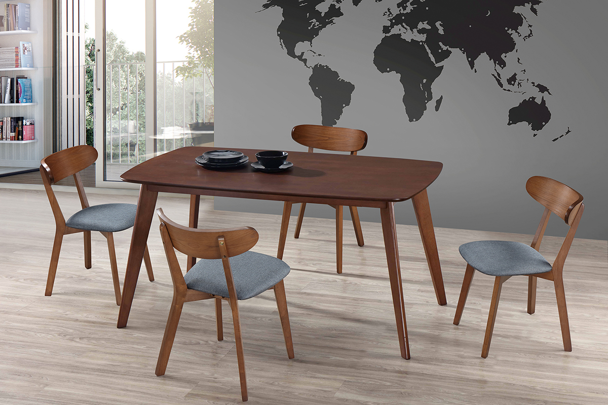 Sedia design vintage grigio e piedi noce set di 2 MARIK