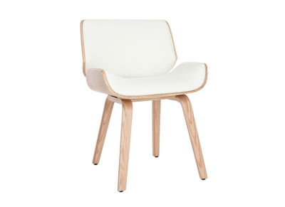 Sedia di design, colore: bianco e legno chiaro, modello: RUBBENS