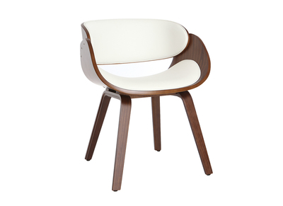 Sedia di design, colore: Bianco e legno scuro noce, modello: BENT