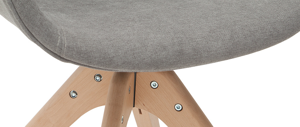 Sedia di design effetto velluto grigio e legno AARON