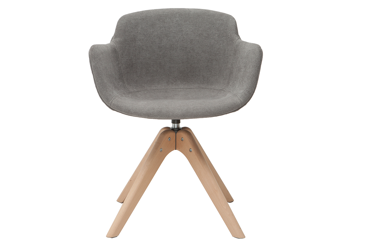 Sedia di design effetto velluto grigio e legno AARON