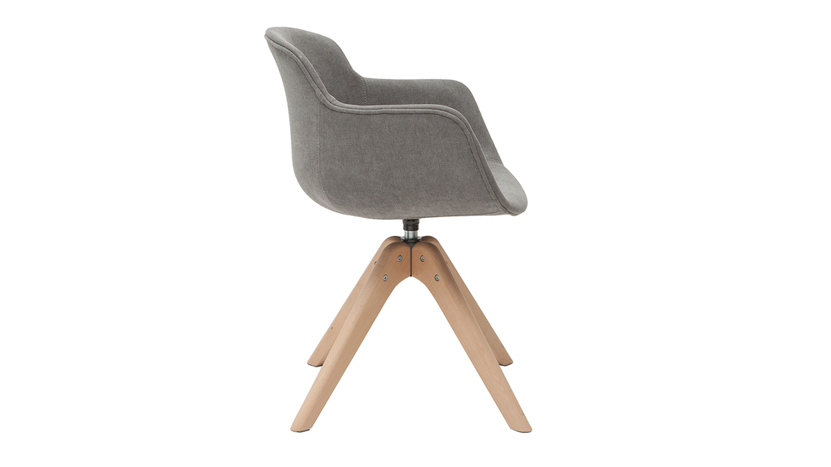 Sedia di design effetto velluto grigio e legno AARON