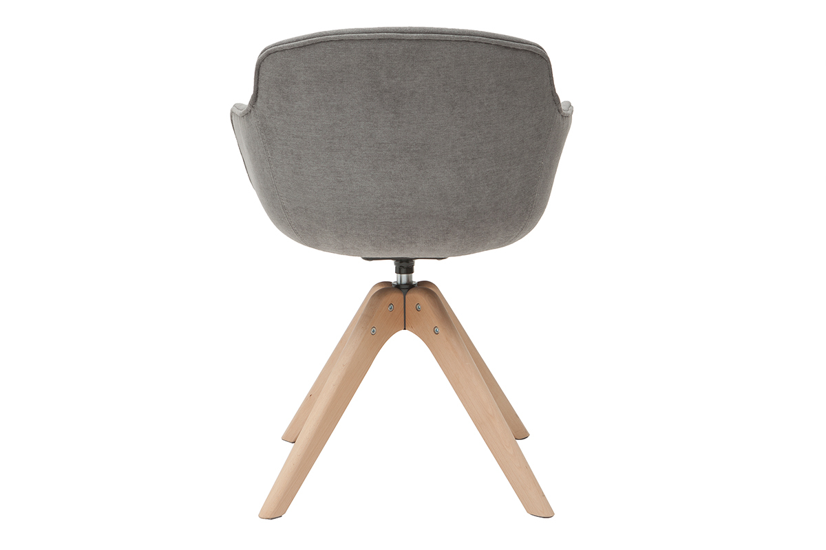 Sedia di design effetto velluto grigio e legno AARON