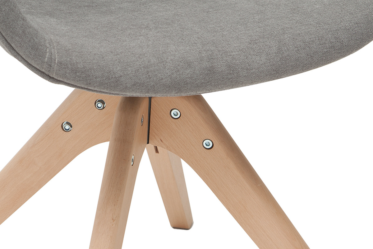 Sedia di design effetto velluto grigio e legno AARON
