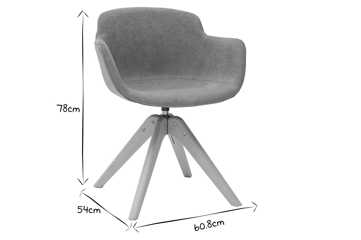 Sedia di design effetto velluto grigio e legno AARON