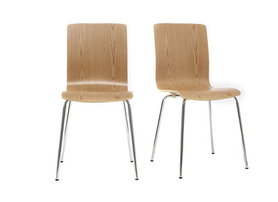 Sedia di design, in legno chiaro, lotto di 2, modello: NELLY