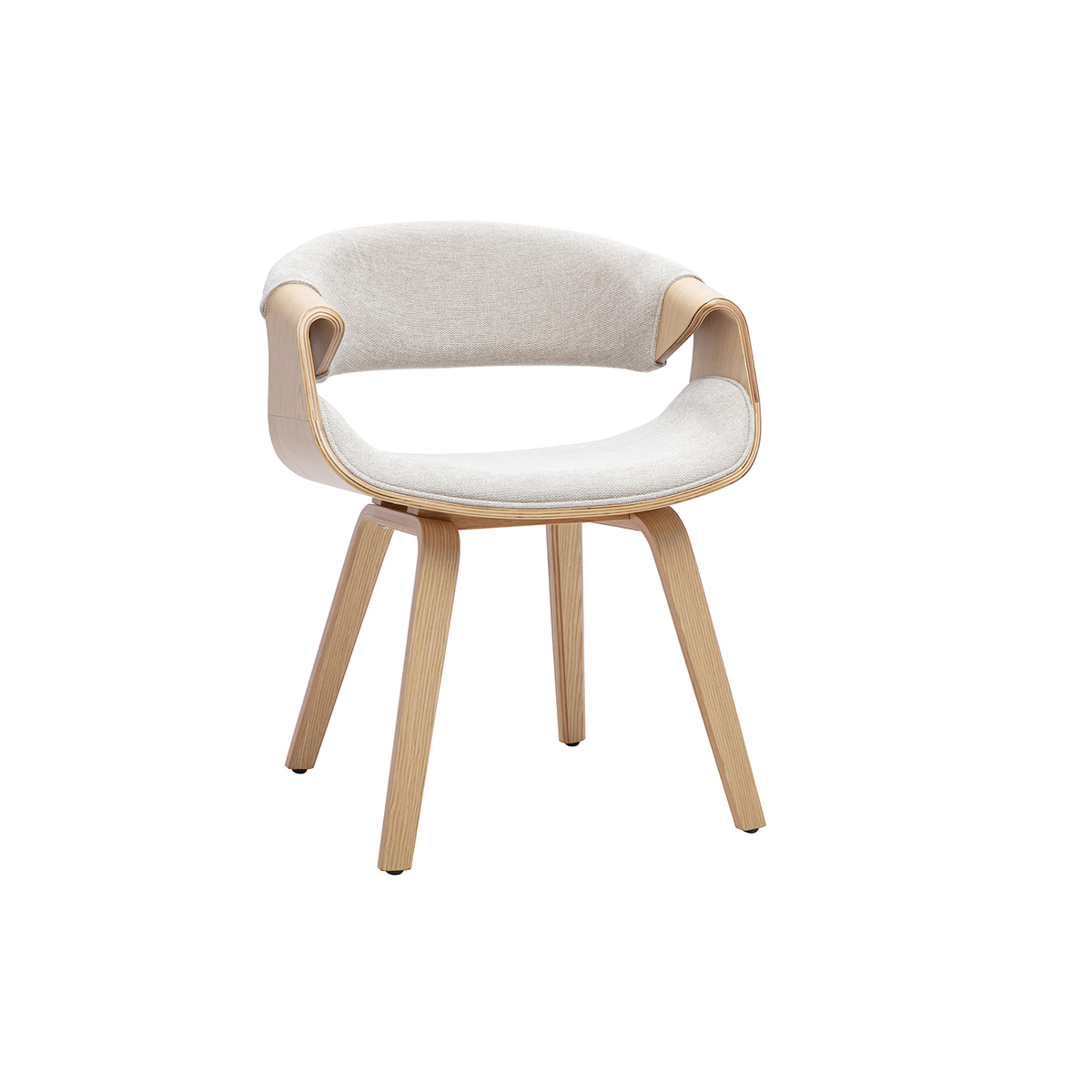 Sedia di design in tessuto effetto velluto testurizzato beige e legno chiaro ARAMIS