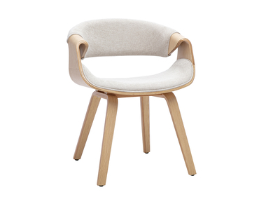 Sedia di design in tessuto effetto velluto testurizzato beige e legno chiaro ARAMIS