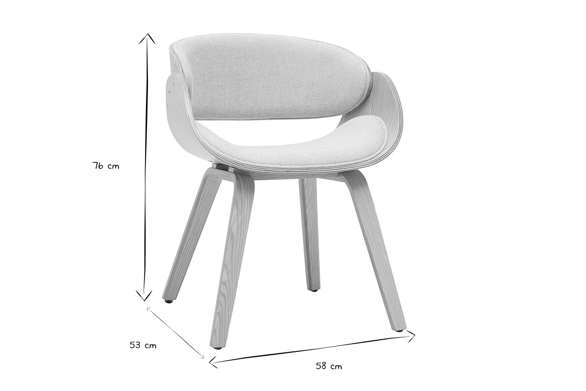 Dimensioni della sedia di design in bianco e nero: 76 cm di altezza, 53 cm di profondit�, 58 cm di larghezza.