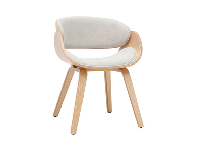 Sedia di design in tessuto effetto velluto testurizzato beige e legno chiaro BENT