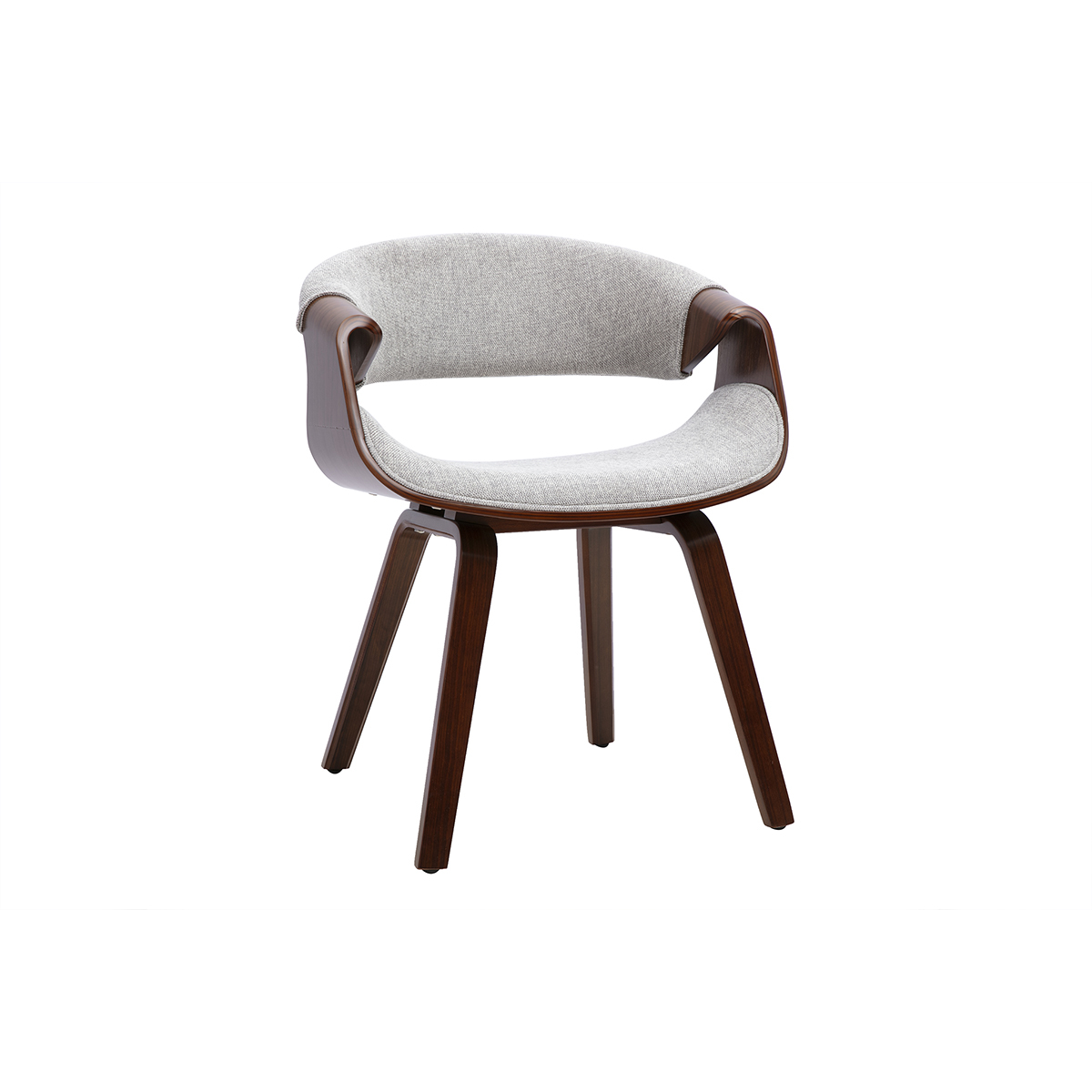 Sedia di design in tessuto effetto velluto testurizzato grigio e legno scuro ARAMIS