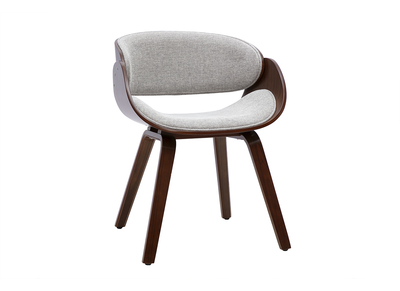 Sedia di design in tessuto effetto velluto testurizzato grigio e legno scuro BENT
