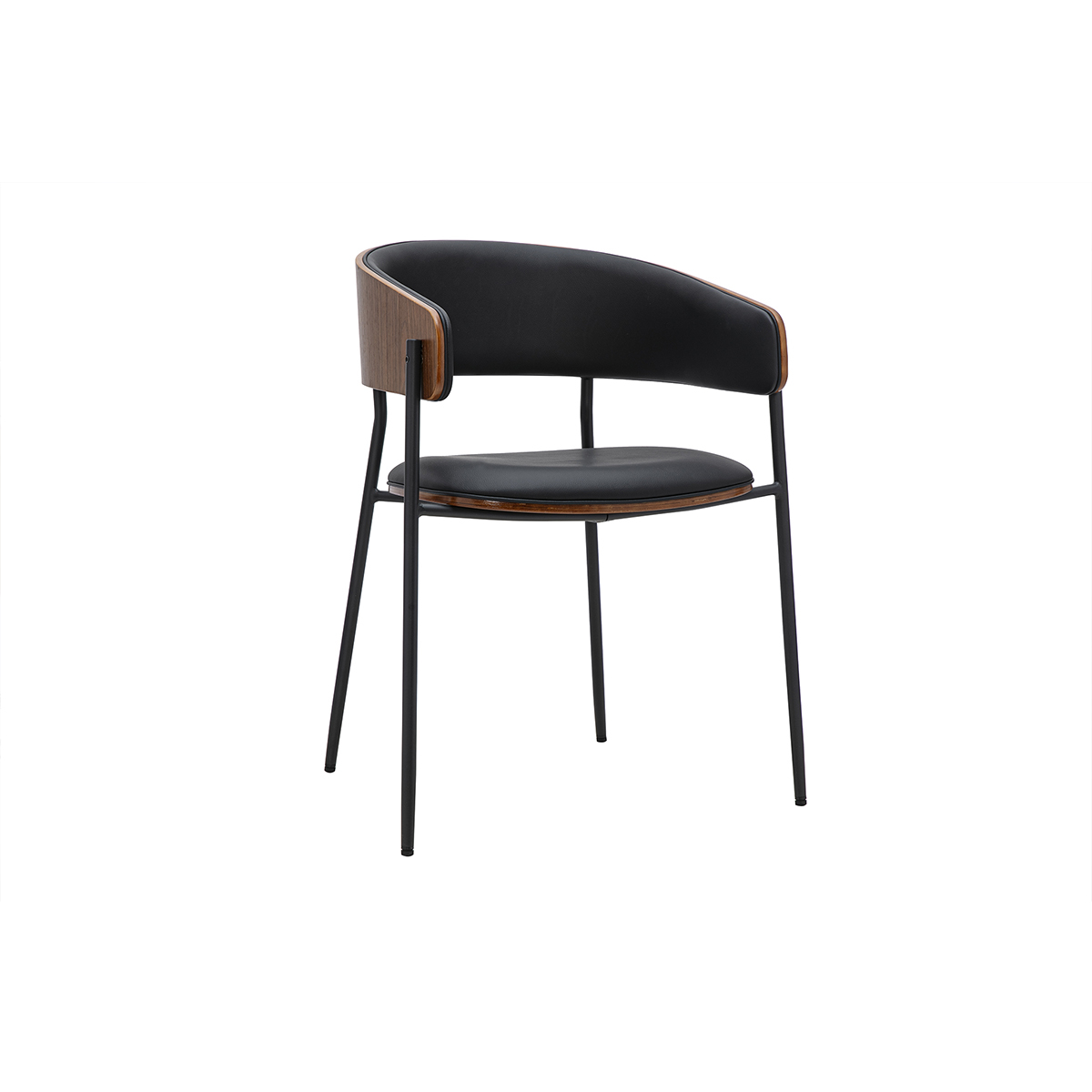 Sedia di design nera e legno scuro noce DANTE