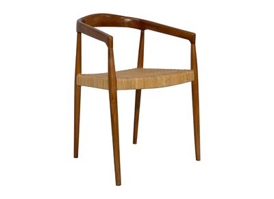 Sedia etnica in legno massello di teak e motivo a intreccio rattan NEGARA