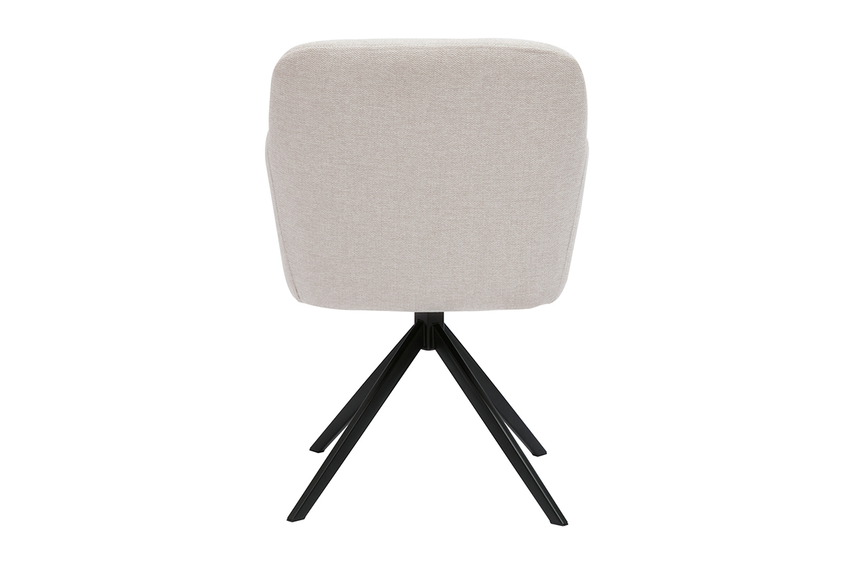 Sedia girevole 360 in tessuto effetto velluto testurizzato beige e metallo nero AMIKA