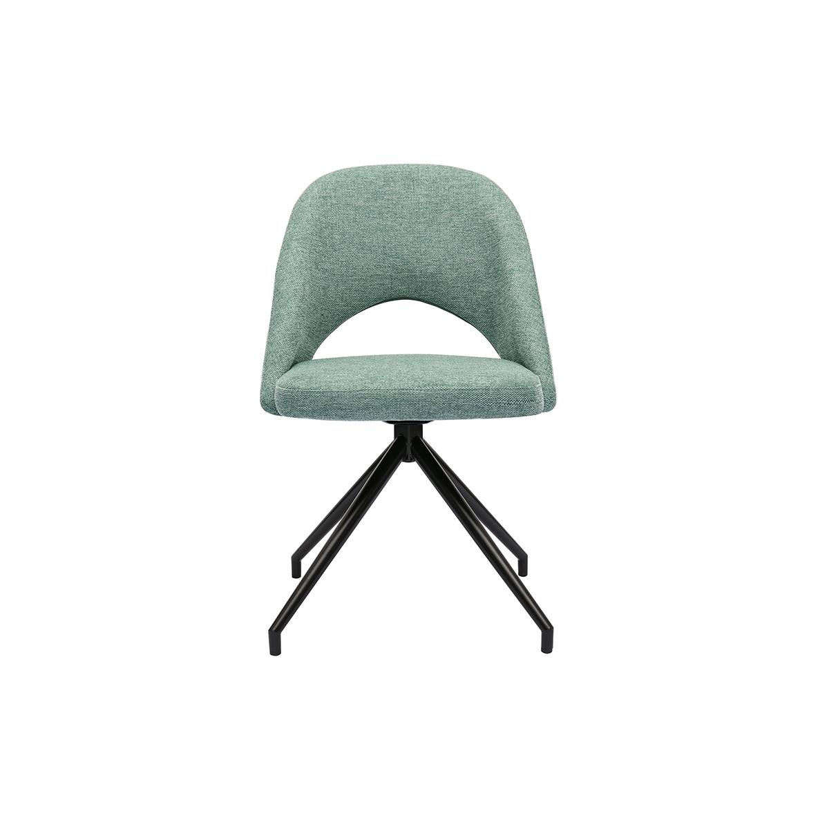 Sedia girevole 360° in tessuto effetto velluto testurizzato color acquamarina e metallo nero COSETTE