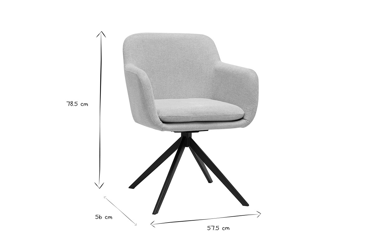 Sedia girevole 360� in tessuto effetto velluto testurizzato beige e metallo nero AMIKA