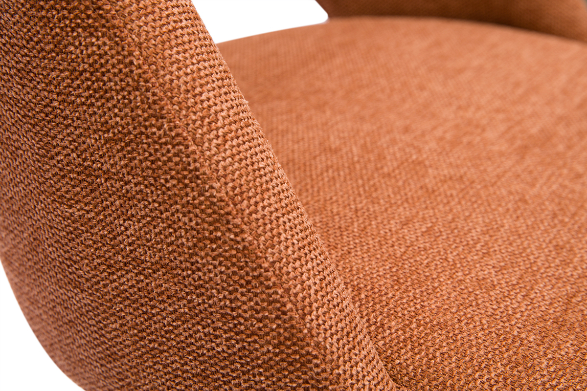 Sedia girevole 360� in tessuto effetto velluto testurizzato color bruciato e metallo nero COSETTE