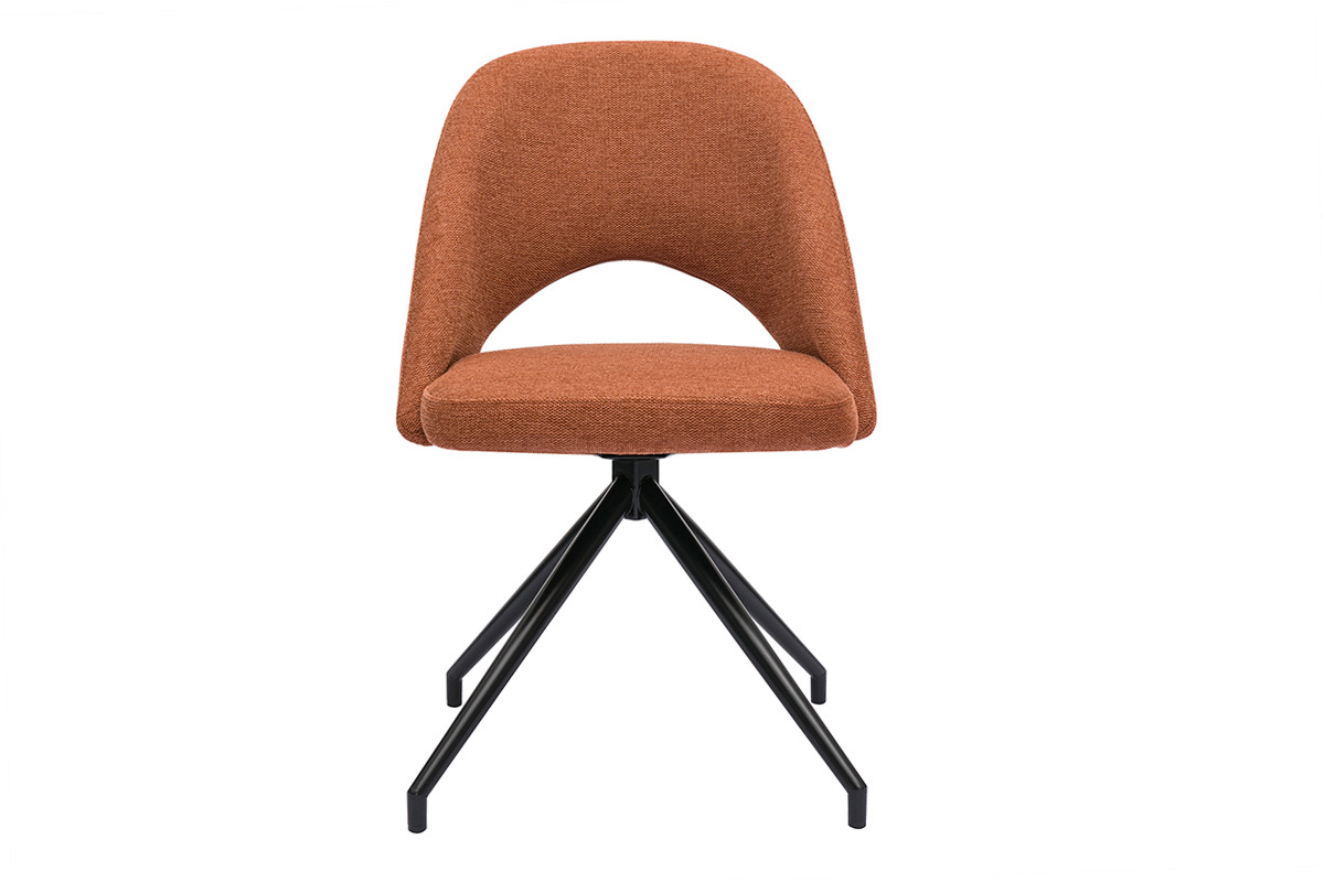 Sedia girevole 360� in tessuto effetto velluto testurizzato color bruciato e metallo nero COSETTE