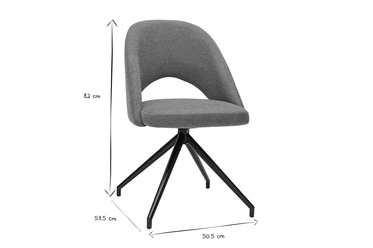 Sedia girevole 360� in tessuto effetto velluto testurizzato color bruciato e metallo nero COSETTE