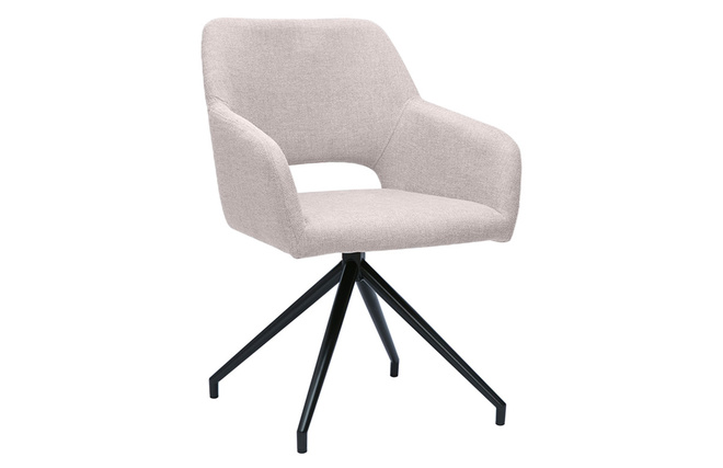 Sedia Design In Velluto Ciniglia Beige E Metallo Nero Tulum - Miliboo