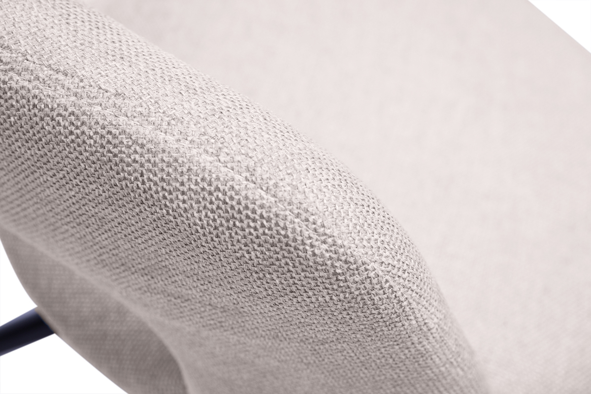 Sedia girevole a 360� in tessuto effetto velluto beige testurizzato e metallo nero JESSY