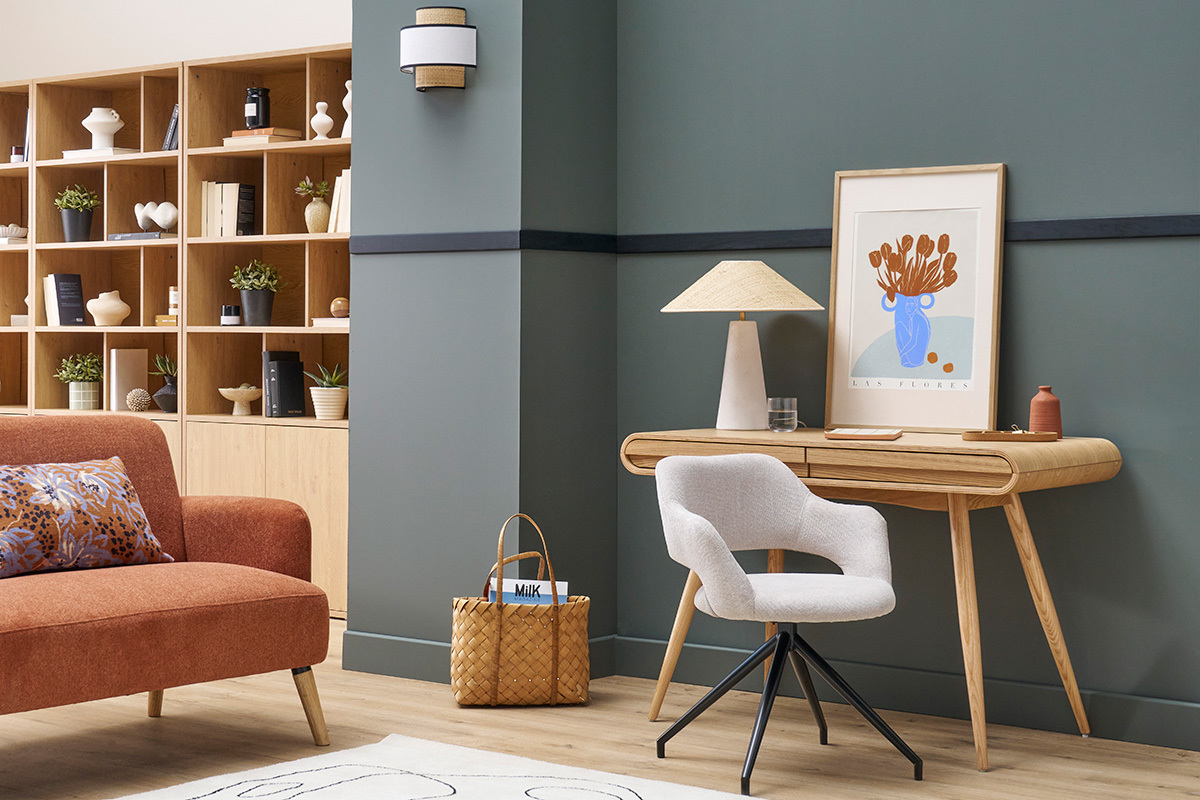 Sedia girevole a 360� in tessuto effetto velluto beige testurizzato e metallo nero JESSY