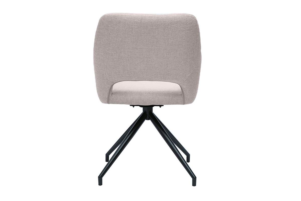 Sedia girevole a 360� in tessuto effetto velluto testurizzato beige e metallo nero LAURETTE