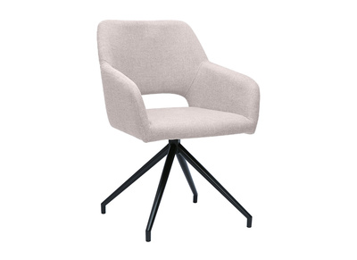 Sedia girevole a 360&deg; in tessuto effetto velluto testurizzato beige e metallo nero LAURETTE