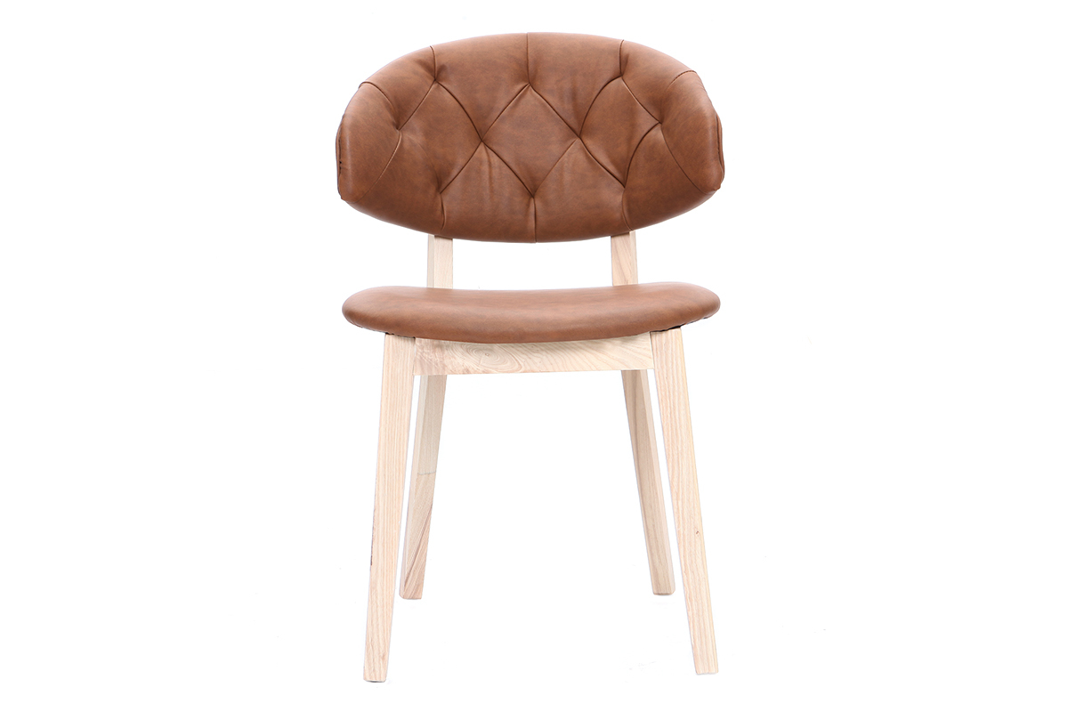 Sedia in simil-pelle, colore: Marrone, modello: SOFFY