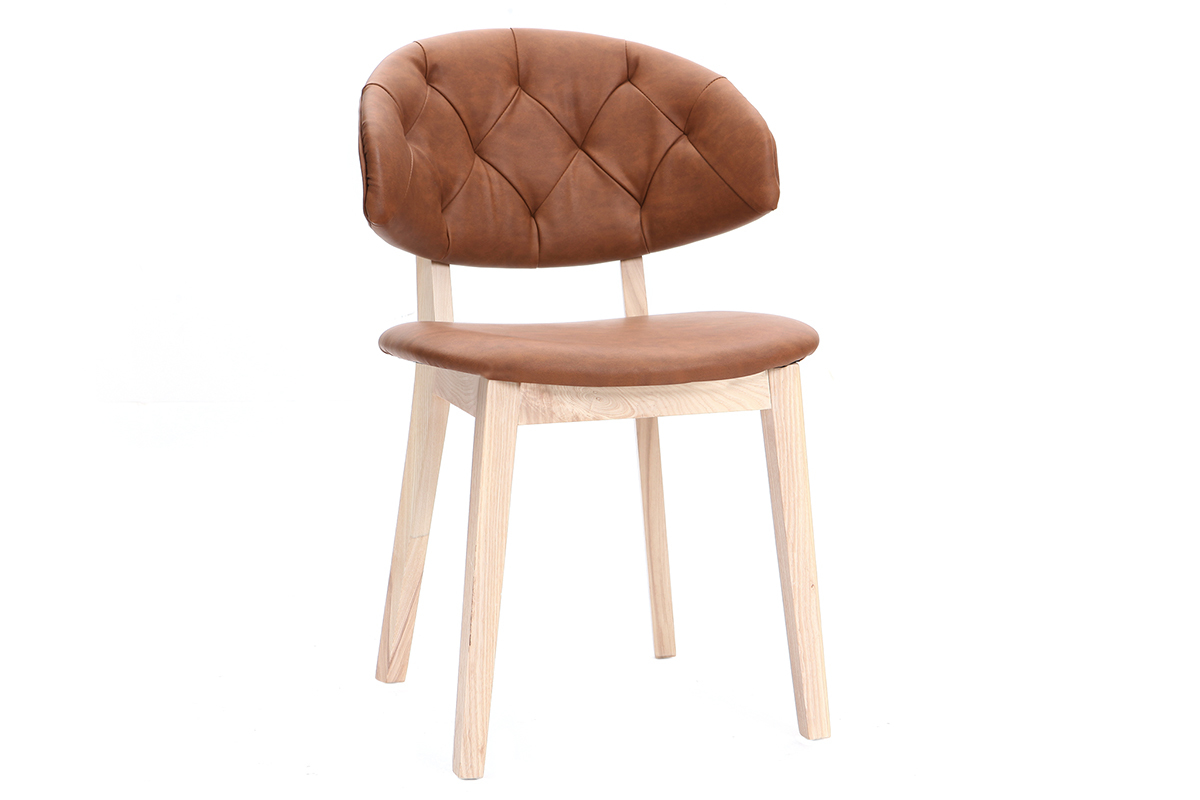 Sedia in simil-pelle, colore: Marrone, modello: SOFFY