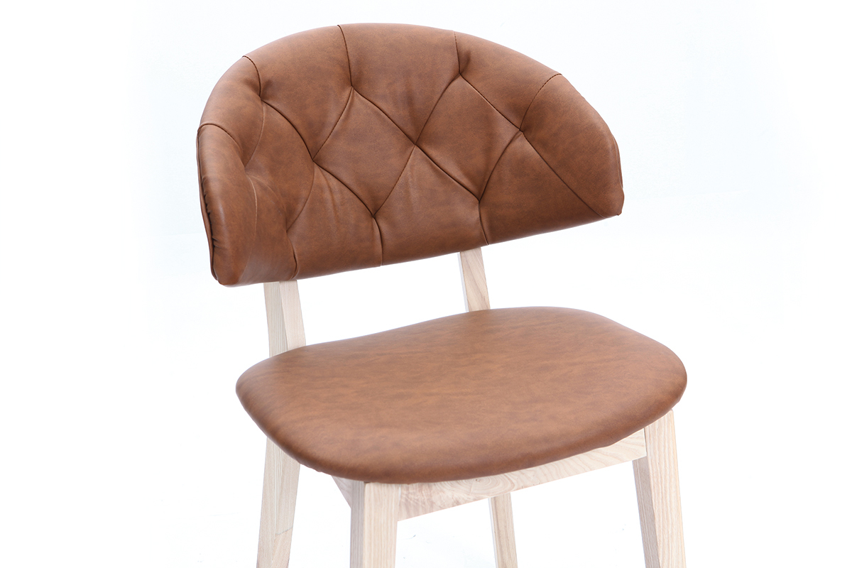 Sedia in simil-pelle, colore: Marrone, modello: SOFFY