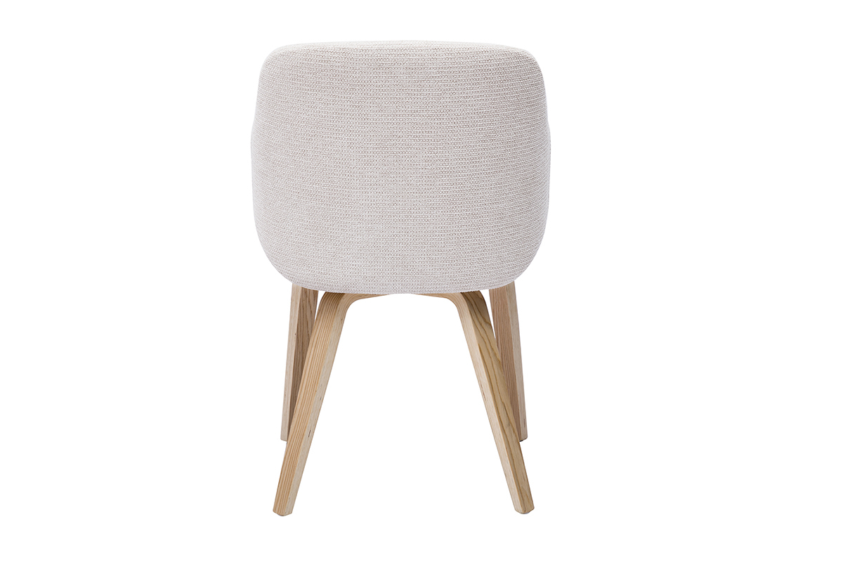 Sedia in tessuto chenille beige e legno chiaro EARL