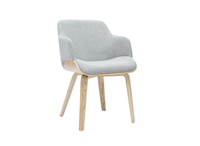 Sedia in tessuto di ciniglia grigio e legno chiaro EARL
