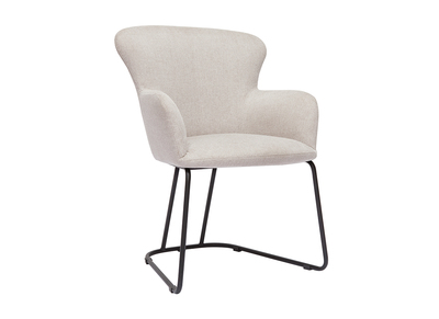 Sedia in tessuto effetto velluto testurizzato beige e metallo nero BRITT