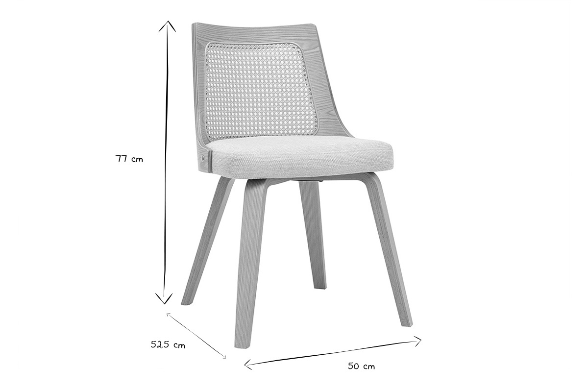 Dimensioni della sedia GARBO in bianco e nero: L50 x P52,5 x H77 cm.