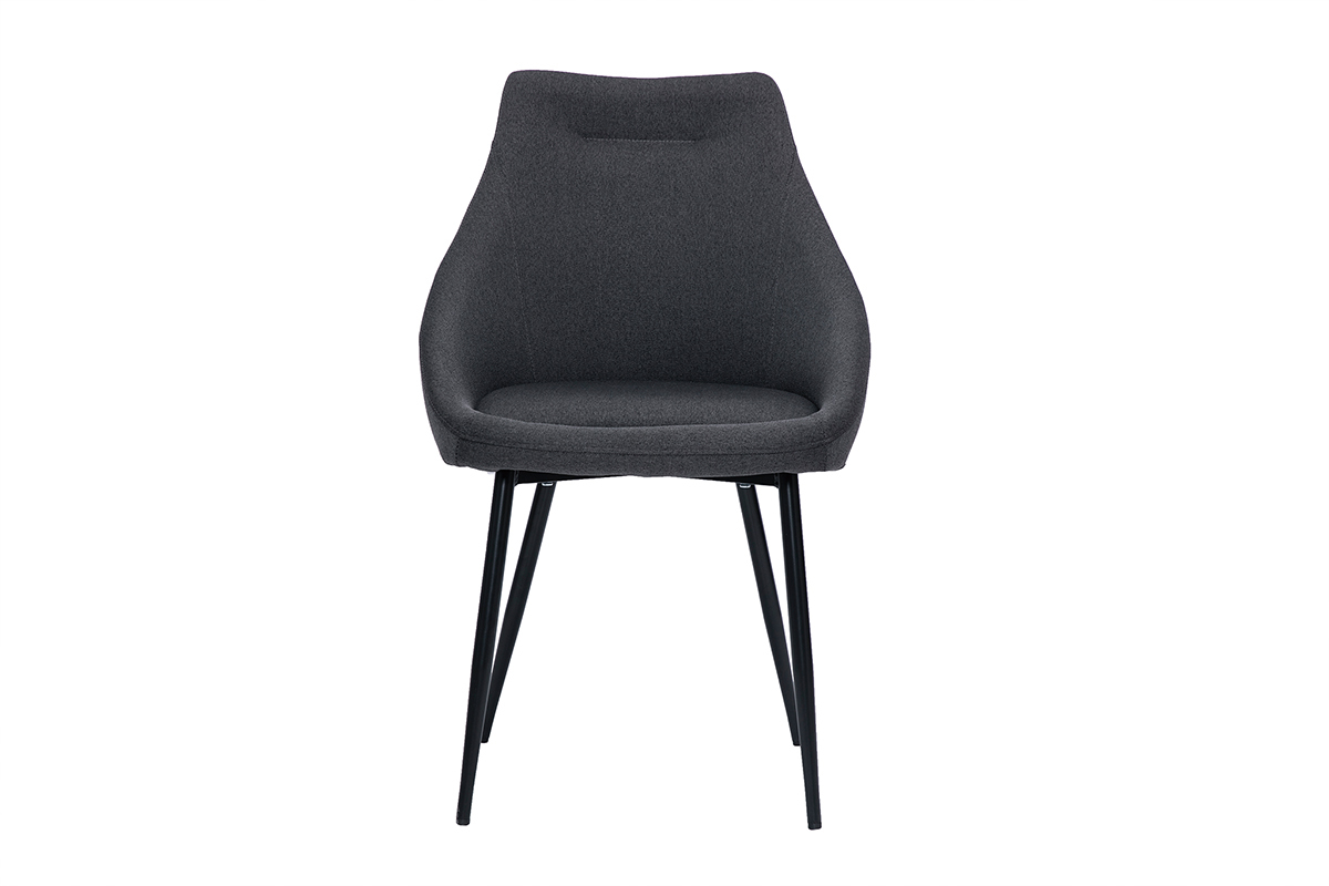 Sedia in tessuto grigio scuro e metallo nero BOOMER