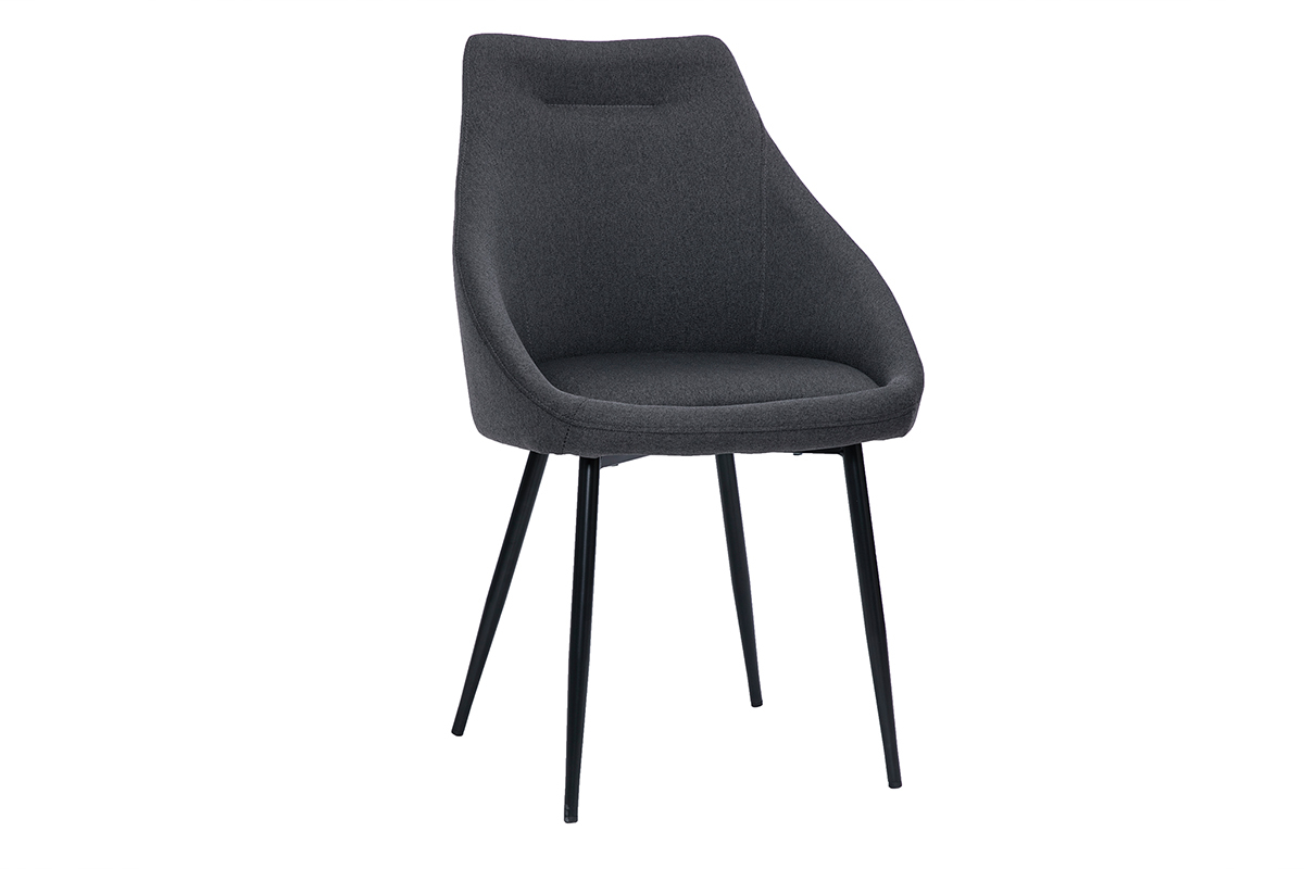 Sedia in tessuto grigio scuro e metallo nero BOOMER