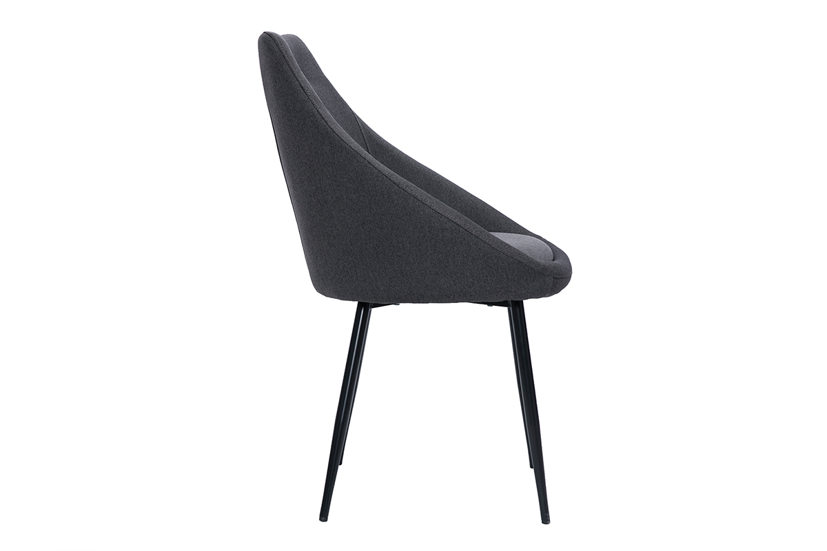 Sedia in tessuto grigio scuro e metallo nero BOOMER