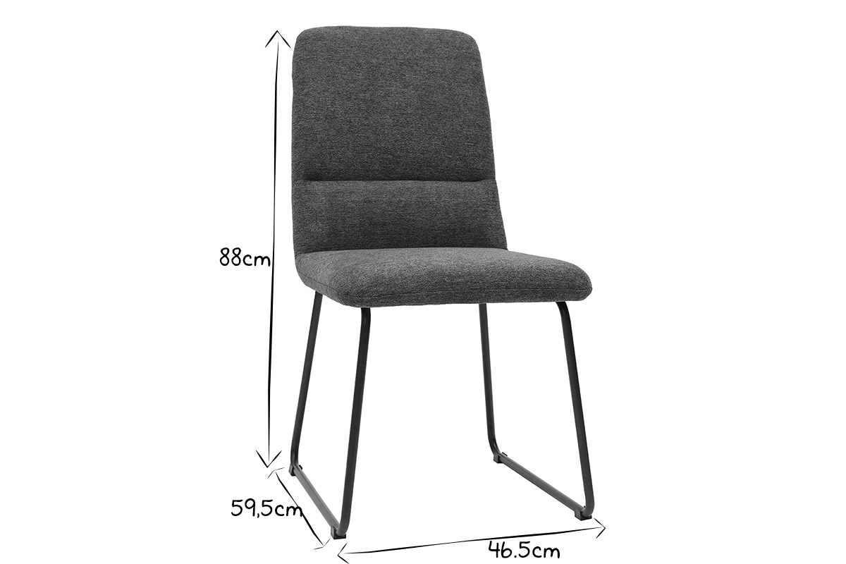 Sedia moderna in tessuto grigio e metallo nero MYST