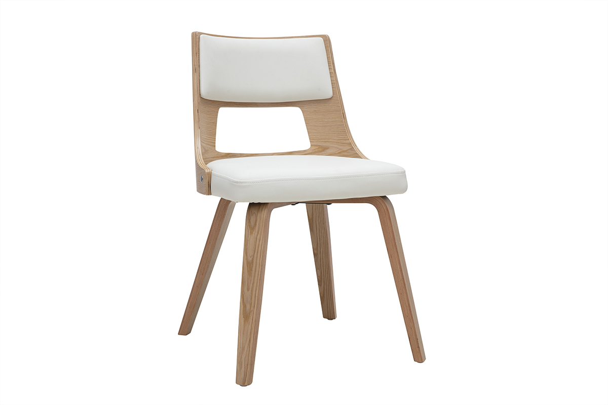 Sedia scandinava bianca e legno chiaro GARBO