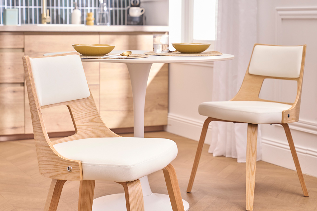 Sedia scandinava bianca e legno chiaro GARBO