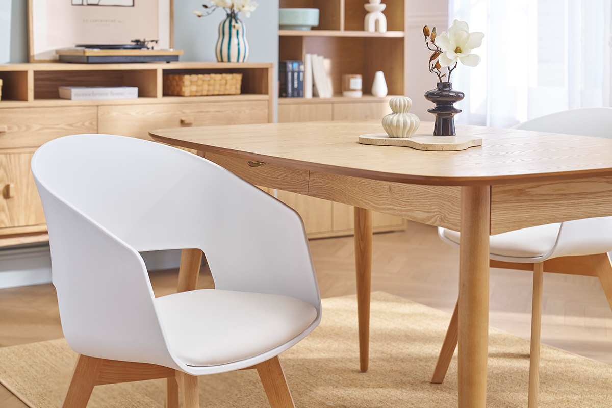 Sedia scandinava bianco e legno chiaro PRISMA