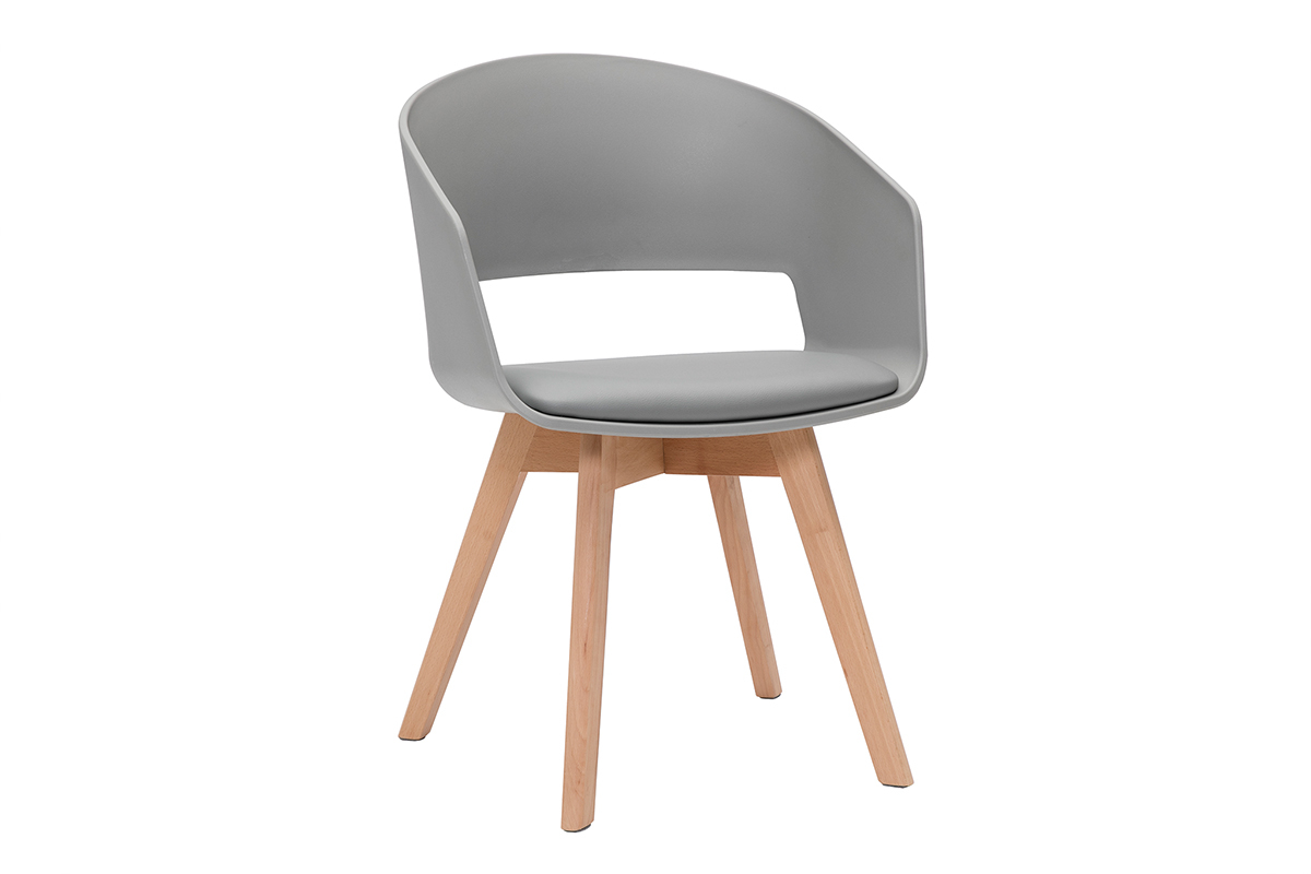 Sedia scandinava grigio e legno chiaro PRISMA
