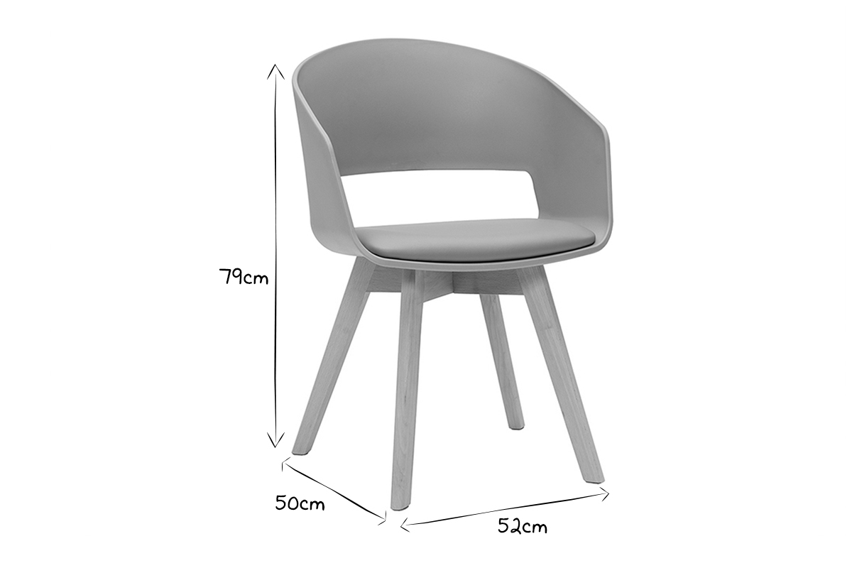 Sedia scandinava grigio e legno chiaro PRISMA