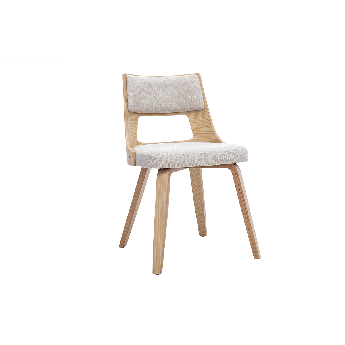 Sedia scandinava in tessuto effetto velluto testurizzato beige e legno chiaro GARBO