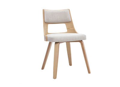 Sedia scandinava in tessuto effetto velluto testurizzato beige e legno chiaro GARBO