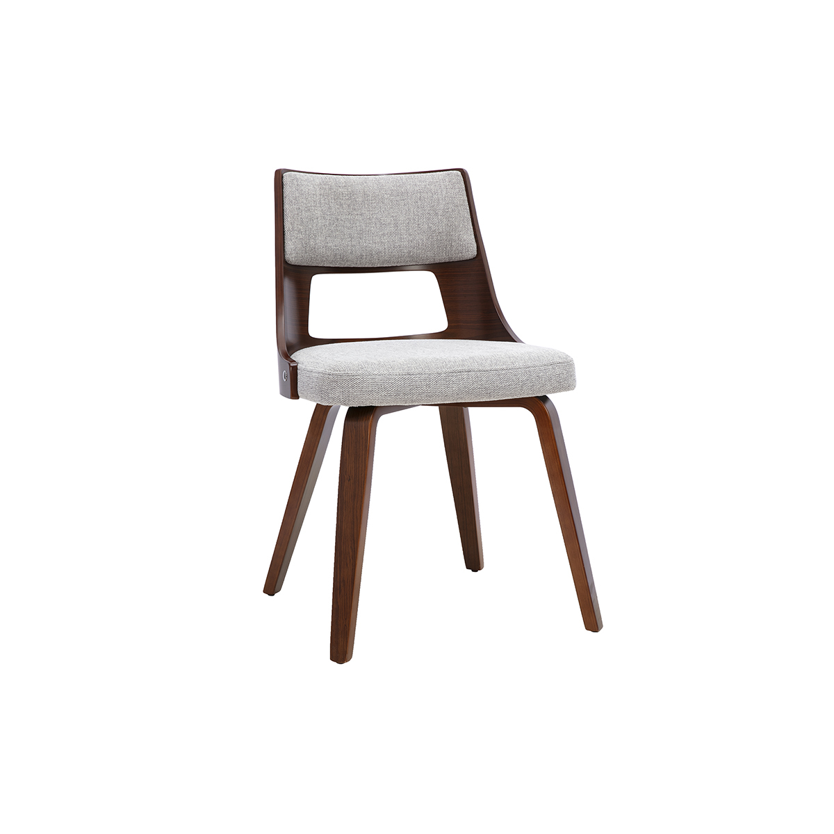 Sedia scandinava in tessuto effetto velluto testurizzato grigio e legno scuro GARBO