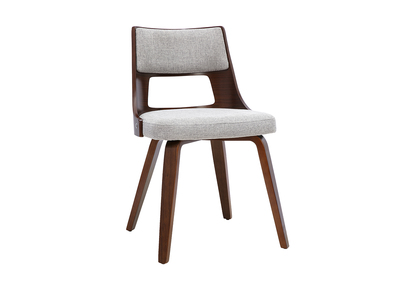 Sedia scandinava in tessuto effetto velluto testurizzato grigio e legno scuro GARBO