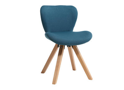 Sedia scandinava tessuto blu gambe legno chiaro ANYA